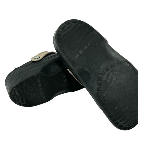 Crocs Unisex Biya Classic Slip-On Clogs Black Tan Strap Sz‎ Men 8 Women 10 - Picture 10 of 11